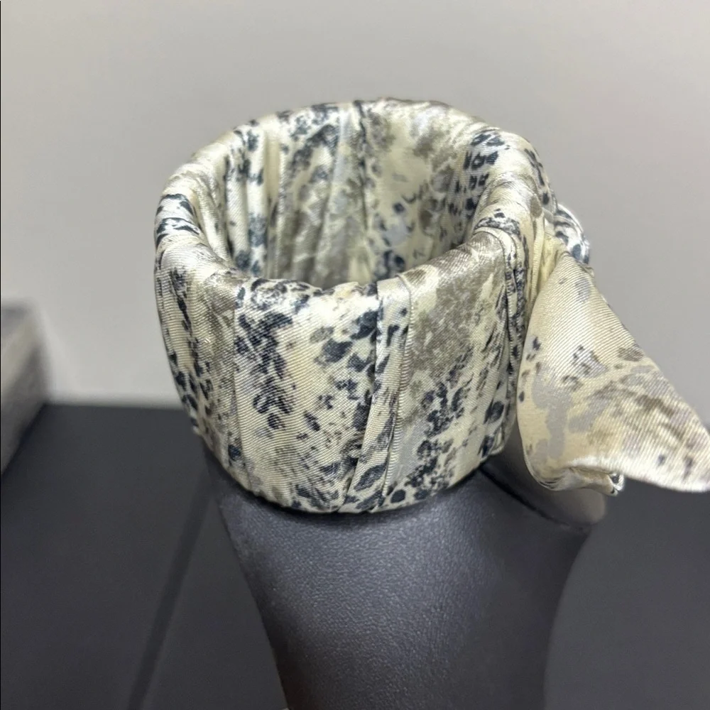 Animal Print Ribbon Bow Clamper Statement Bracelet